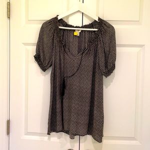 Silk Gingham Peasant Top